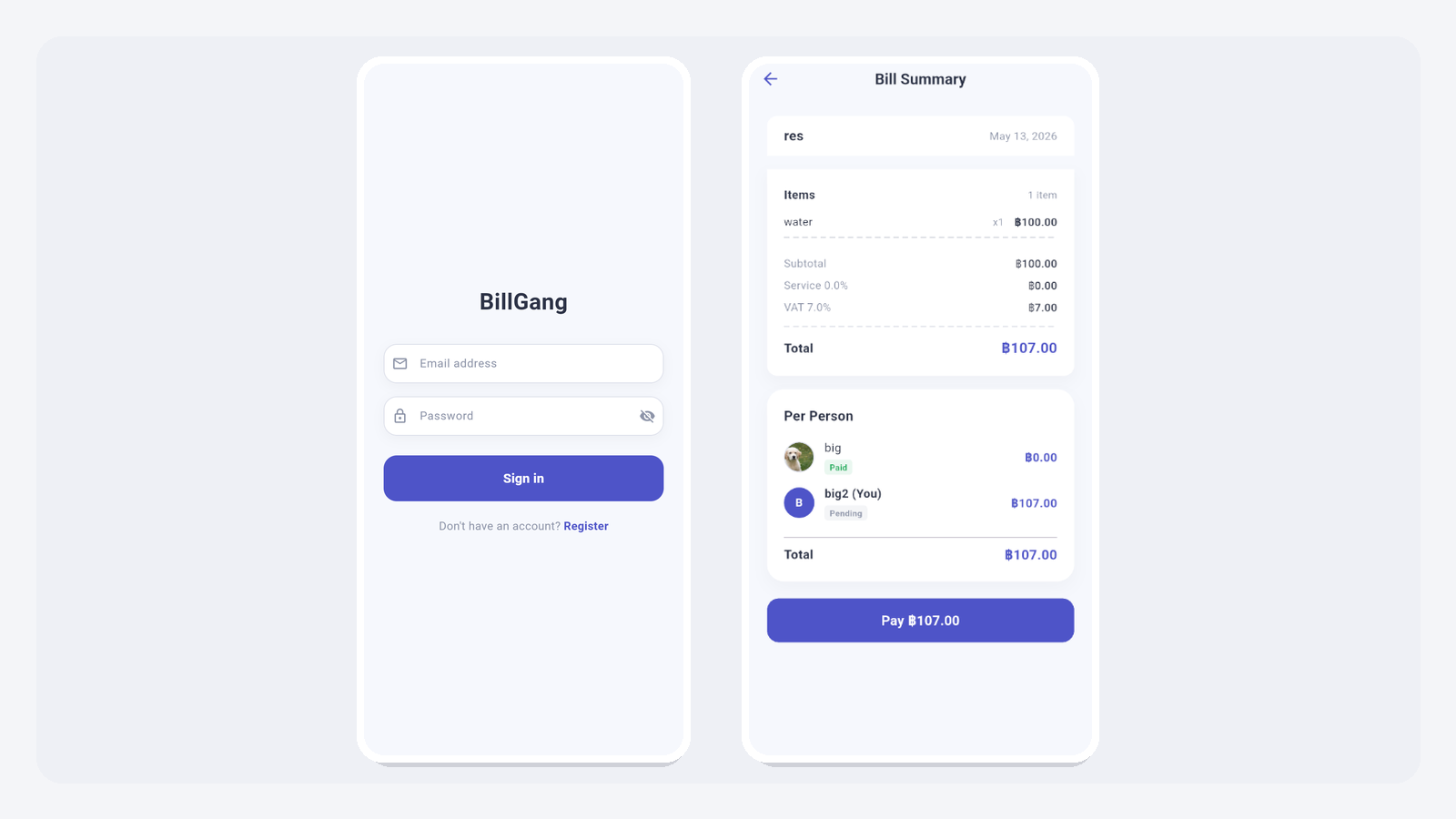 BillGang — Split Bill